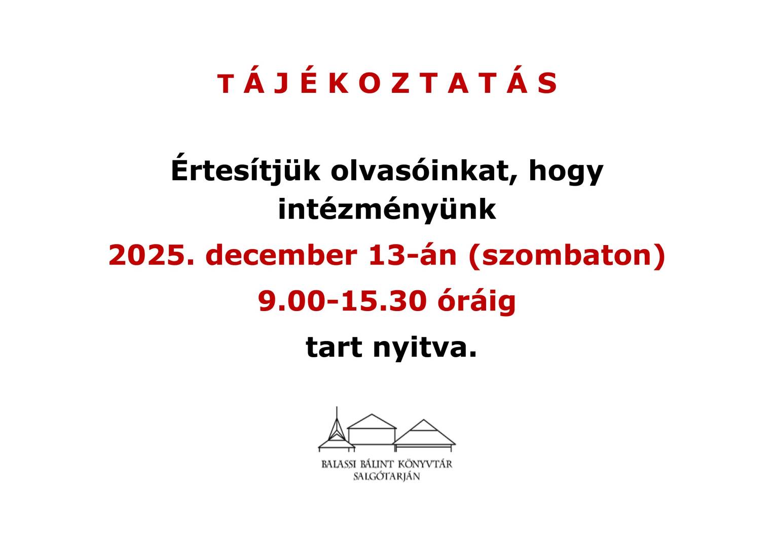 Szombati nyitvatartás